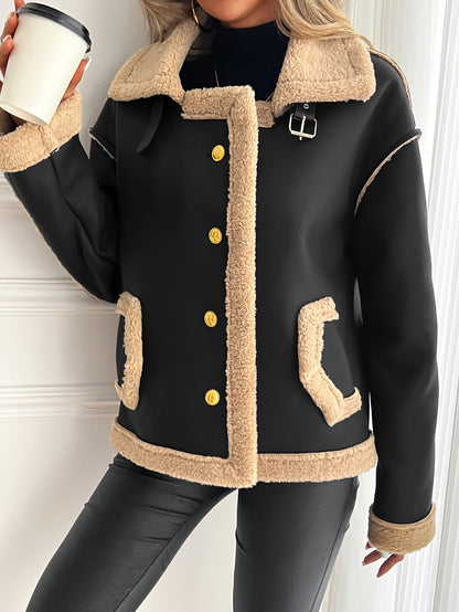 Women's Elegant Motorcycle Jacket - Heavy-Duty Winter Coat, Brown, Non-Stretch Motorcycle Outerwear for Cold Weather Riding & Everyday Chic - Machine Washable Outer Jacket, Seasonal Fashion, Classic Design, Premium Detailing,