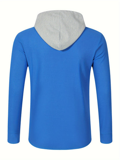 Տղամարդու առօրյա գլխարկով բաճկոն - փափուկ, շնչող պոլիեսթերից՝ կոճակներով դիզայնով և գրպաններով | Հիանալի է գարնանային, աշնանային և բացօթյա գործունեության համար, երկար թևքերով, նորաձև, ամենօրյա, հանգստի ոճով, ավանդական տարբերակով