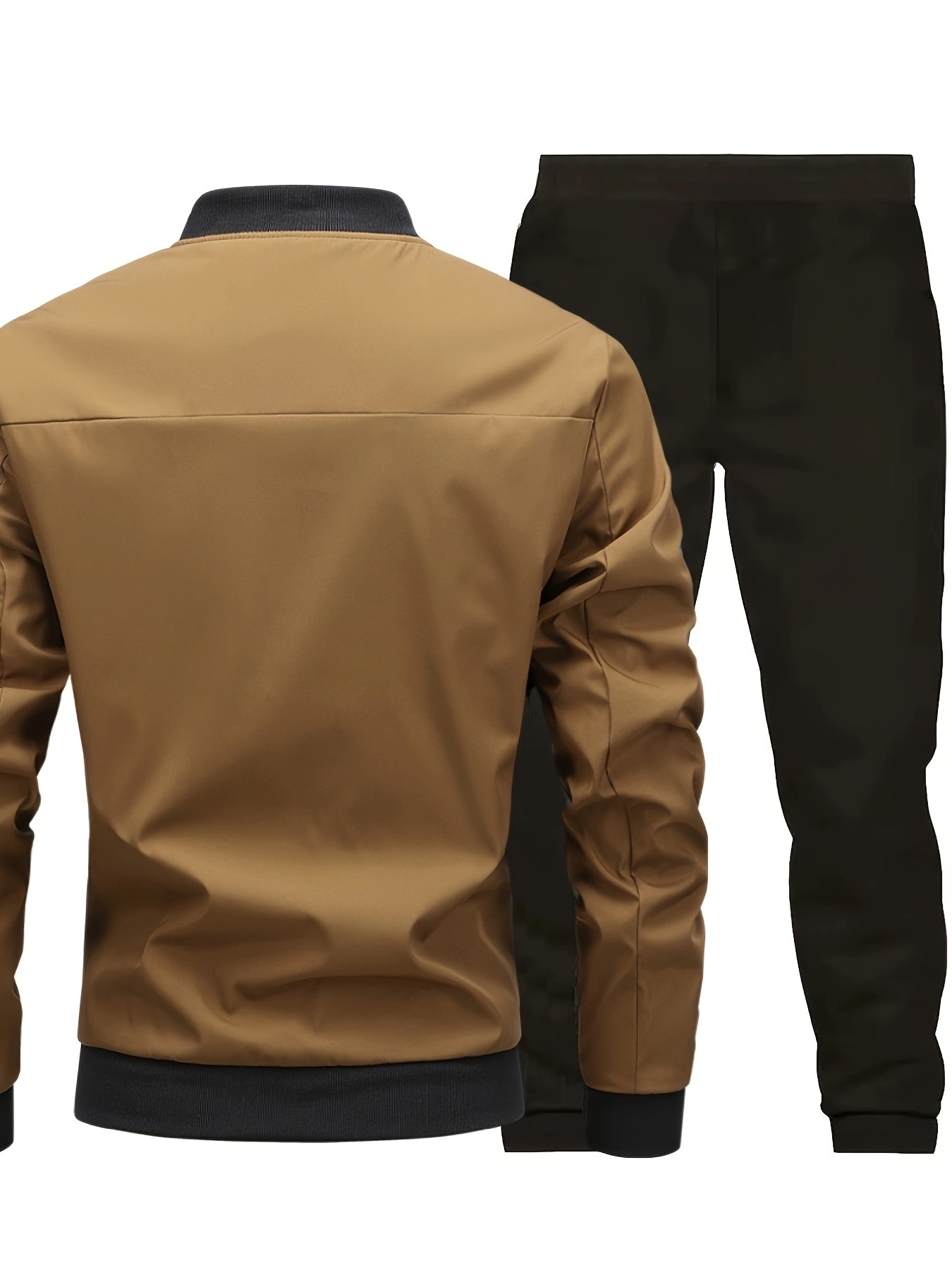 Տղամարդու առօրյա աշխատանքային բաճկոնի և տաբատի հավաքածու, միագույն, երկար թևքերով, սովորական չափսի, գրպաններով, գարնան/աշնան համար, առօրյա հագուստ, առօրյա հագուստ|Առօրյա ոճ|Միագույն բաճկոն