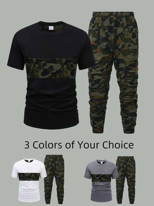 Տղամարդու քողարկող կարճ թևքով շապիկի և տաբատի հավաքածու - շնչող, արագ չորացող գործվածքից, առօրյա ոճ, սովորական չափսերով, իդեալական է բացօթյա գործունեության, լեռնագնացության և ձկնորսության համար, բացօթյա հագուստ | Առօրյա ոճ | Հարմար չափսերով