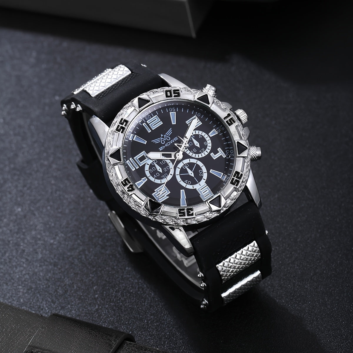 5 հատ տղամարդու գործնական ժամացույց՝ ոճային կլոր քվարցային ժամացույց՝ էլեկտրոնային մեխանիզմով + երեք թևնոցով, նորաձև ակնոց, հարմար է գրասենյակի և պաշտոնական առիթների համար՝ իդեալական նվեր մասնագետների համար