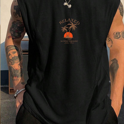 Տպել Հարմարավետ շնչառական վերնաշապիկ, տղամարդկանց պատահական ձգվող անթև վերնաշապիկ ամառային մարզասրահի մարզումների համար բասկետբոլ