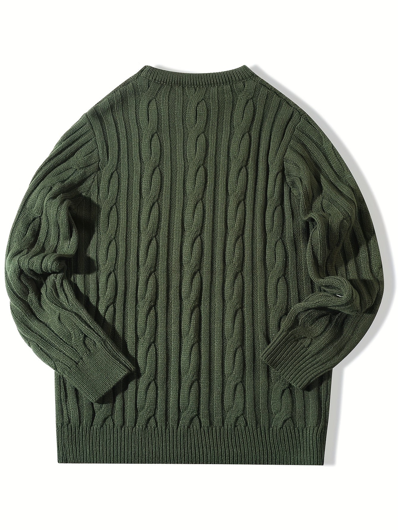 New Autumn-Winter Men's Casual Commuter Solid Color Crew Neck Knit Pullover