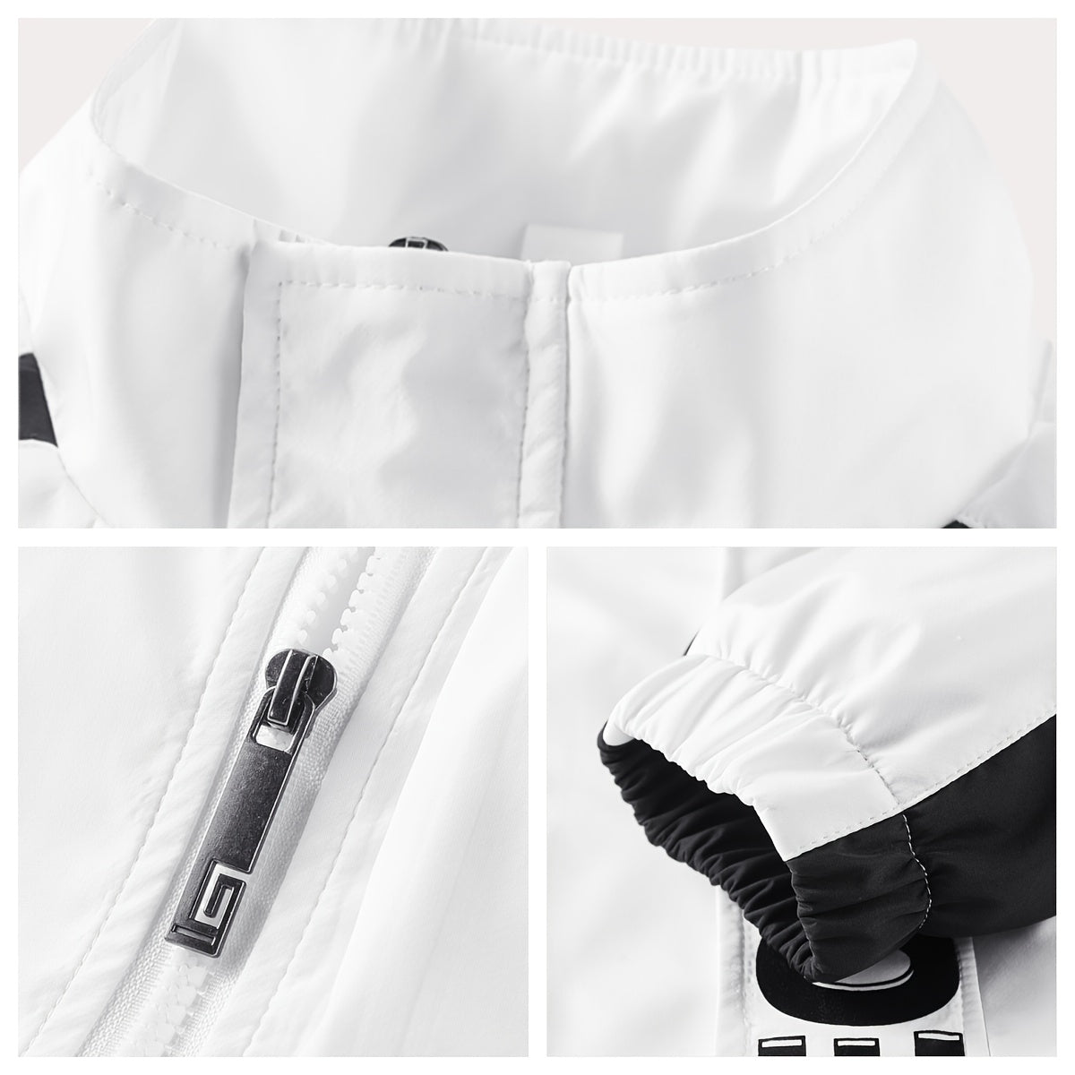 Գարնան և աշնան համար նախատեսված սպորտային հագուստի համալիր, որը ներառում է կանգնած օձիքով և սև ու սպիտակ գծավոր երկար տաբատով ճարմանդով բաճկոն, ոճային հանդերձանք, որը հիանալի նվեր է, քրտինքից պաշտպանված, միայն ձեռքով լվանալ, մարզումների համար աքսեսուար: