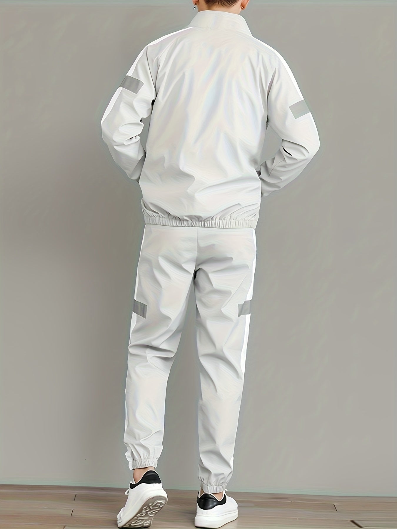 Spring and Autumn Men's Sports Suit, Two-piece Set of Top and Pants, Colorful Collar Long Sleeve
