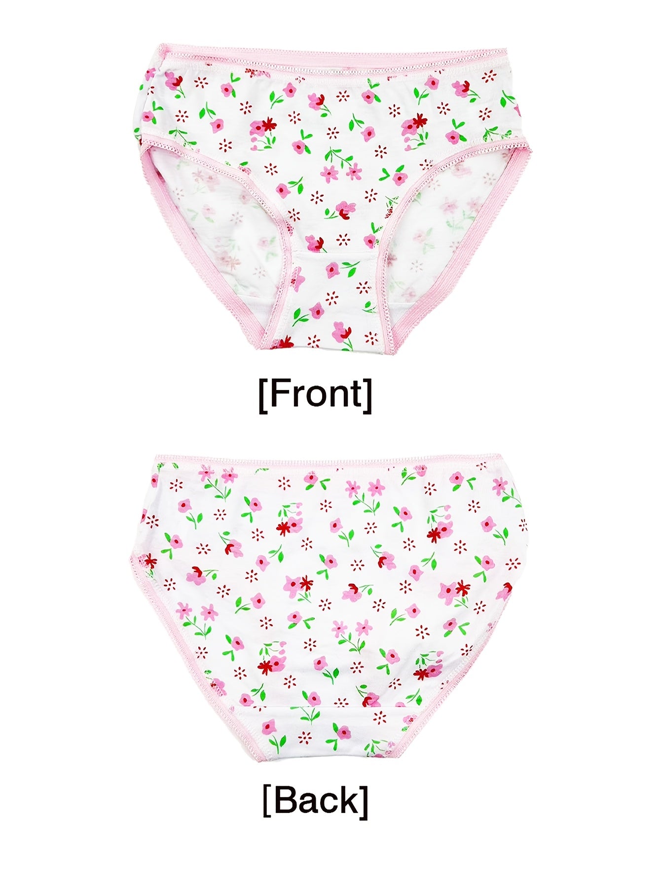 6pcs Girls' Cotton Panties, Love & Floral Pattern Soft Breathable Lace Triangle Underwear
