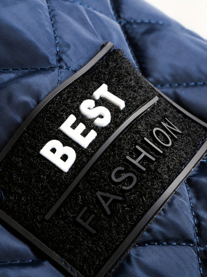 Men's Casual Quilted Zip Up Jacket, Chic Baseball Collar Jacket For Fall Winter