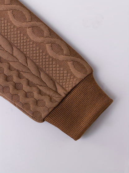 2pcs ' Sweatsuit Set - Oversized Sweater & Jogger Pants with Elastic Waist, 100% Polyester Winter Warm Brown/Beige & Black Casual Outfit, Durable Clothes, Playdates, Casual Attire (Easy-Care Hand Wash) - Ideal Gift, Perfect f