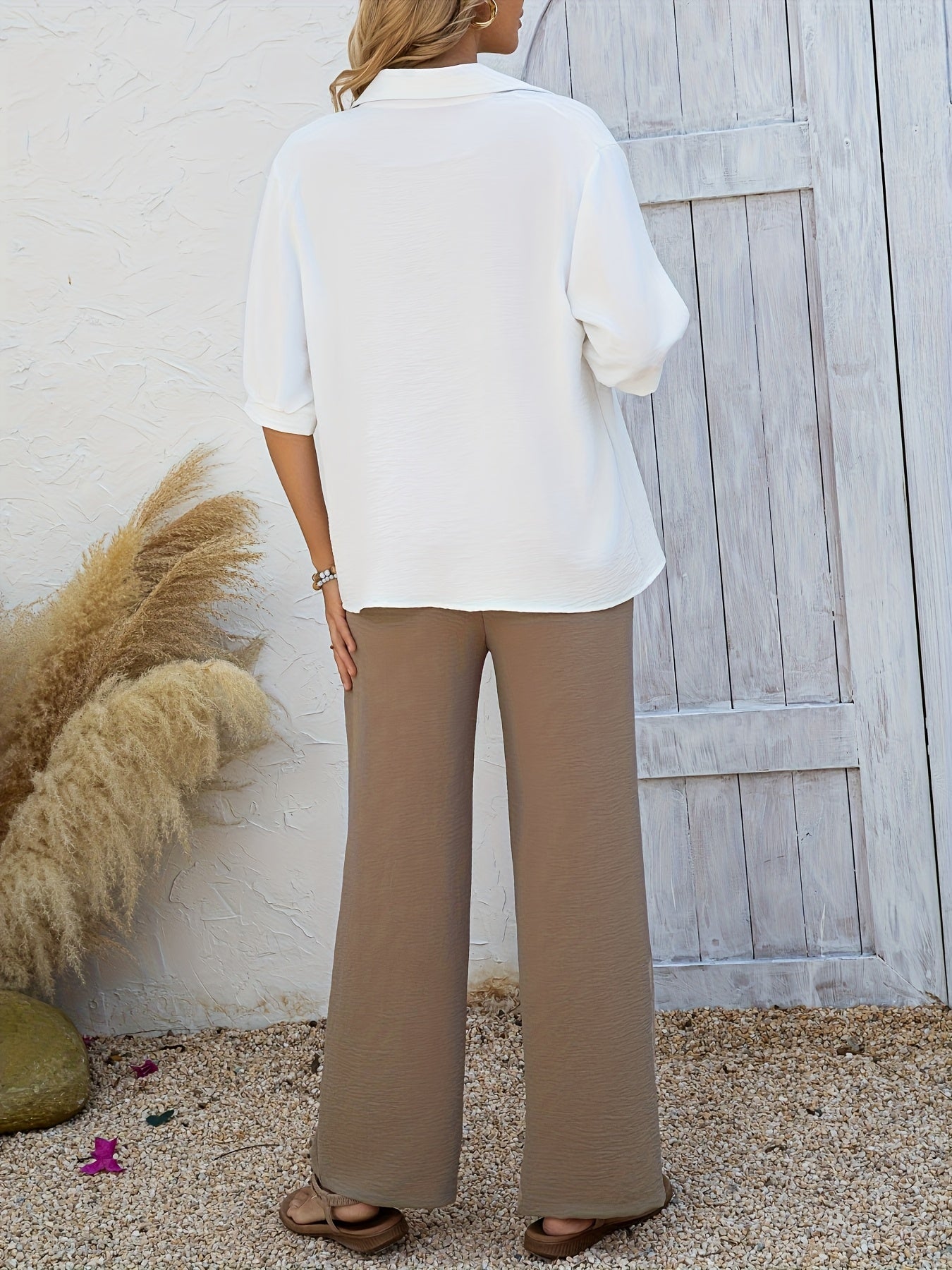 3 հատ ամառային կանացի առօրյա վերնաշապիկի և տաբատի հավաքածու