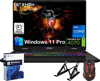 MSI Crosshair Gaming Laptop - 16" FHD+ IPS Display, with Office Lifetime, Geforce RTX 4070, Intel 16-Core I7-14650Hx, 64GB DDR5 RAM, 2TB SSD, Backlit KB, Wi-Fi, Windows 11 Pro, W/Cefesfy Accessories