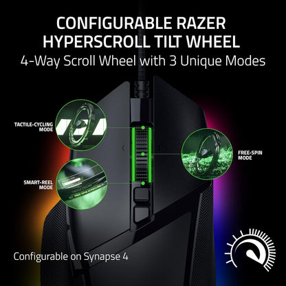 Razer Basilisk V3 35K Wired Ergonomic Gaming Mouse : Hyperscroll Tilt Wheel - 35K DPI Optical Sensor Gen 2-13 Customizable Controls - Chroma RGB - Optical Switches Gen 3 - Speedflex Cable