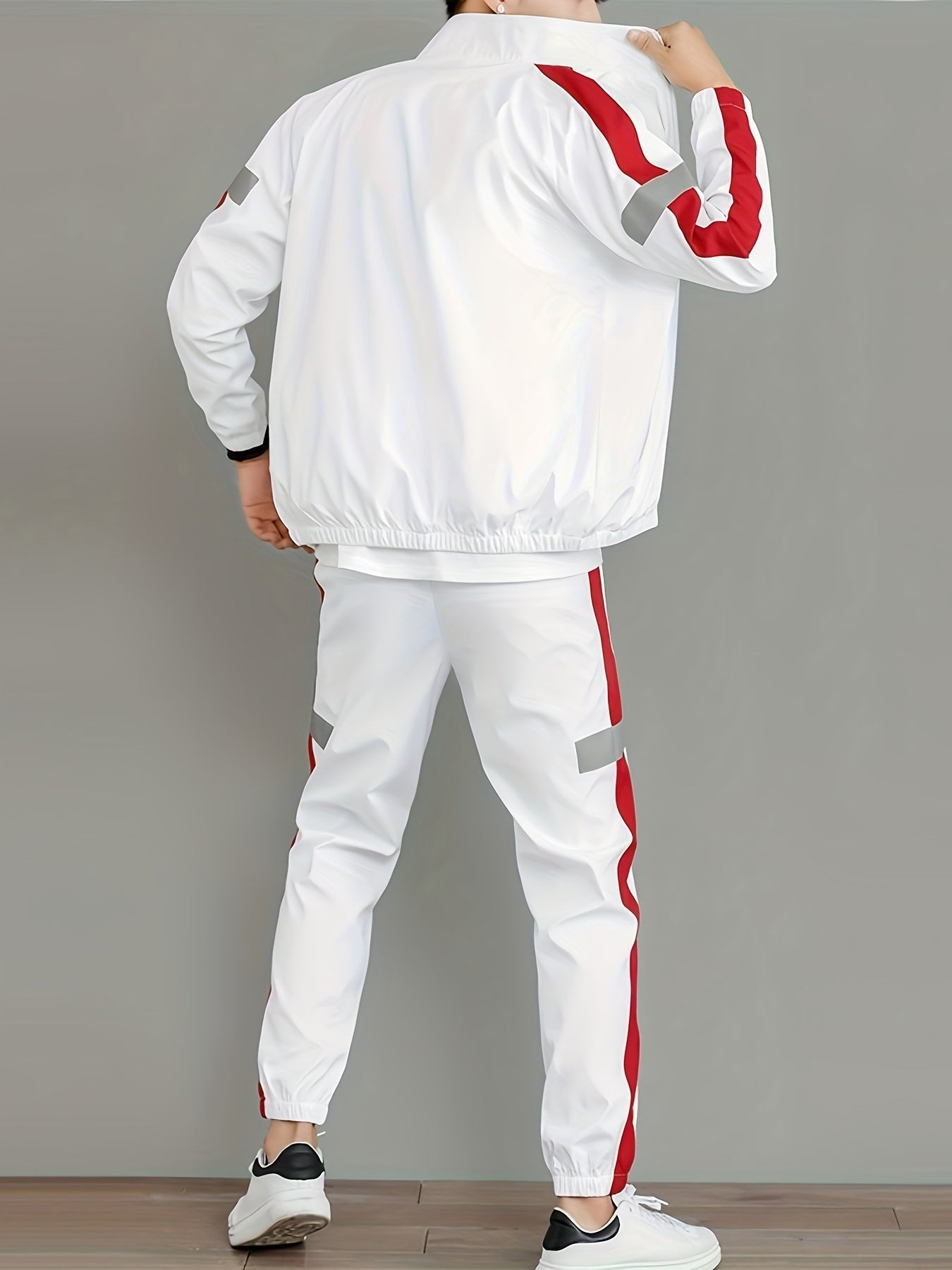 Spring and Autumn Men's Sports Suit, Two-piece Set of Top and Pants, Colorful Collar Long Sleeve