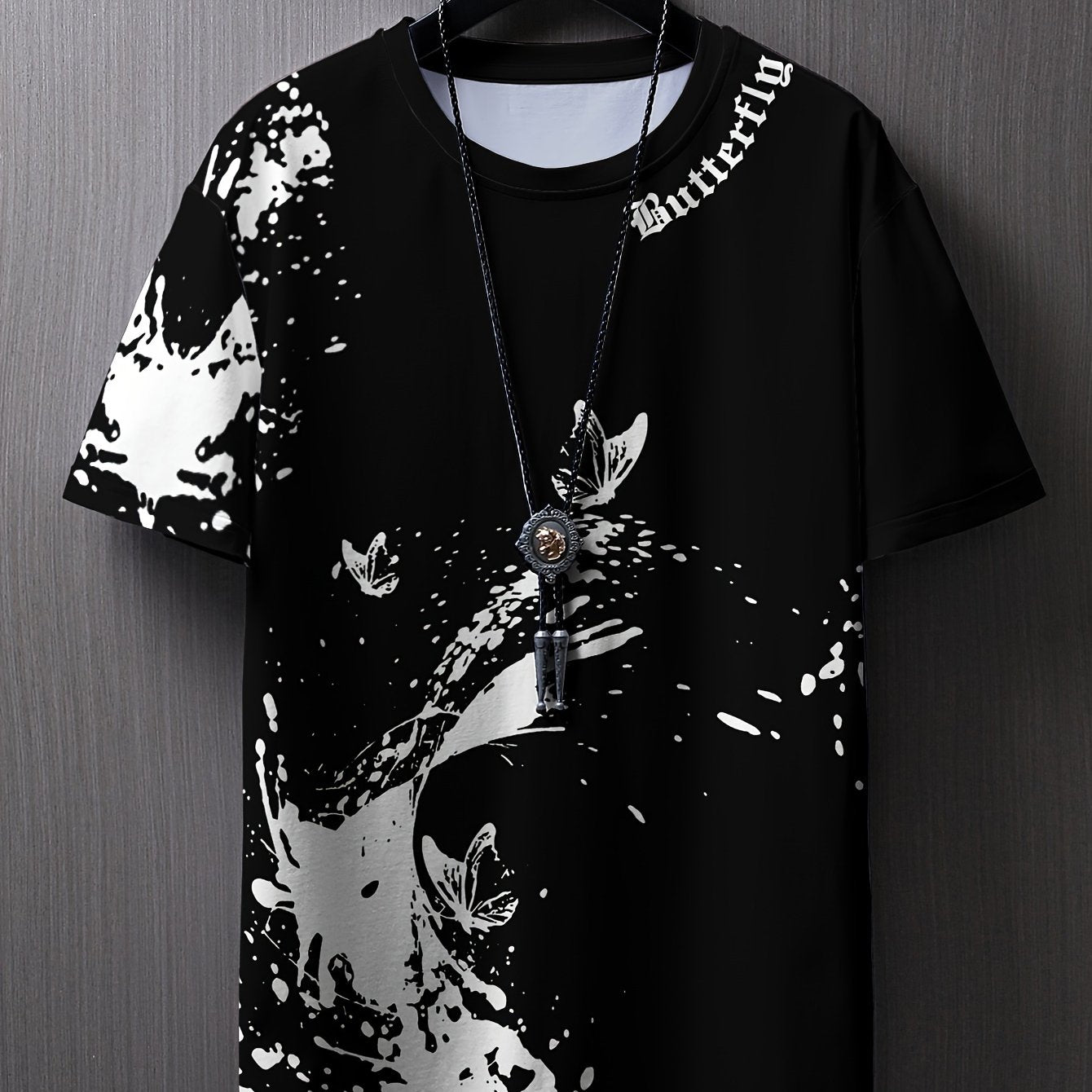 Տղամարդու հարթ ուսերով, թիթեռի նախշերով, կարճ թևքերով մարզաշապիկ XT7119