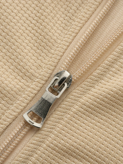 1 հատ տղամարդու ամենօրյա պոլիեսթերային կայծակաճարմանդով բաճկոն՝ օձիքով, միագույն, թեթևակի ձգվող, հյուսված կտորից, սովորական չափսերով, առանց աստառի - Գարուն/աշուն վերնազգեստ