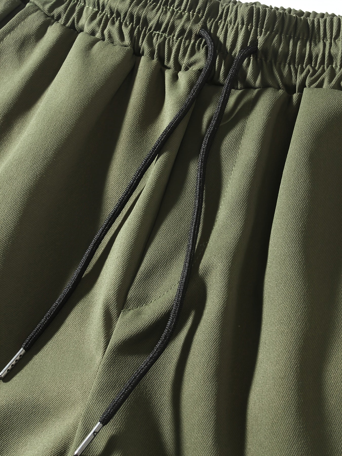 Men'S Fashion Cargo Pants, 100% Polyester Woven Fabric, All-Season Loose Fit with Drawstring Waist, Multi-Pocket Design, Solid Color, Mid Waist, Regular Length, Non-Stretch, Casual Joggers for Weekend - 160g/m²