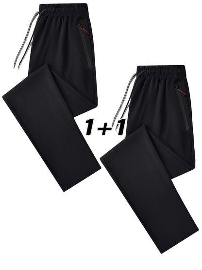 2pcs Men's Casual Pants, Fashion Trend Ultra-light Breathable Long Pants, Quick Dry Fabric Sports Pants