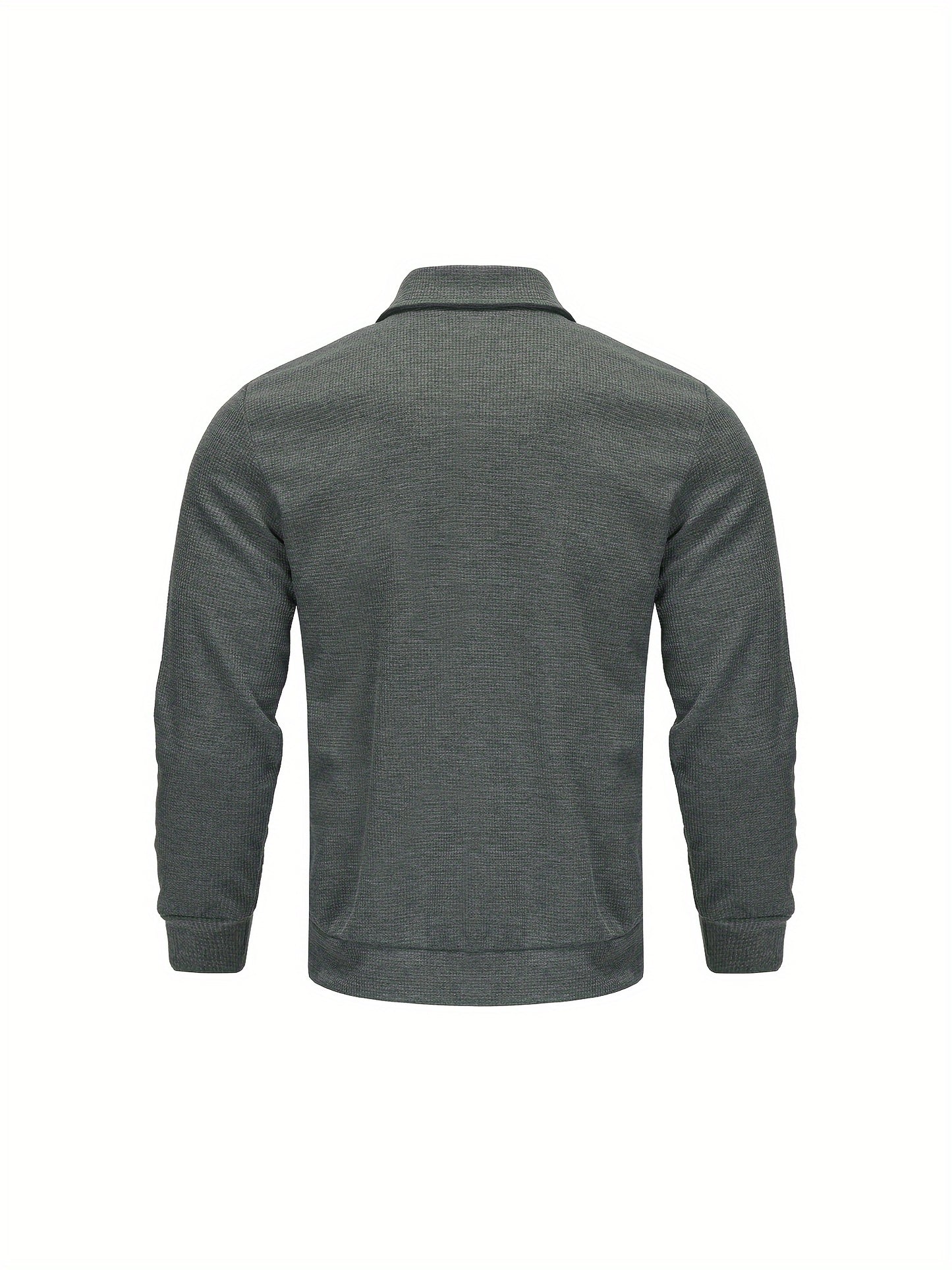 1 հատ տղամարդու ամենօրյա պոլիեսթերային կայծակաճարմանդով բաճկոն՝ օձիքով, միագույն, թեթևակի ձգվող, հյուսված կտորից, սովորական չափսերով, առանց աստառի - Գարուն/աշուն վերնազգեստ