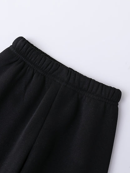 2pcs ' Sweatsuit Set - Oversized Sweater & Jogger Pants with Elastic Waist, 100% Polyester Winter Warm Brown/Beige & Black Casual Outfit, Durable Clothes, Playdates, Casual Attire (Easy-Care Hand Wash) - Ideal Gift, Perfect f