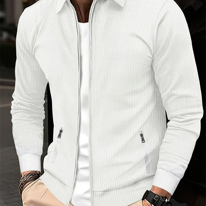 Տղամարդու թեթև, վաֆլիով տրիկոտաժե երկար թևքով, կայծակաճարմանդով բաճկոն - շնչող գոլֆի և վազքի վերնաշապիկ՝ գրպաններով, ամենօրյա, սպորտային դիզայն՝ բացօթյա գործունեության համար, գարուն/աշուն, գոլֆի բաճկոն, ակտիվ կենսակերպի հագուստ, դասական օձիքով, Dura