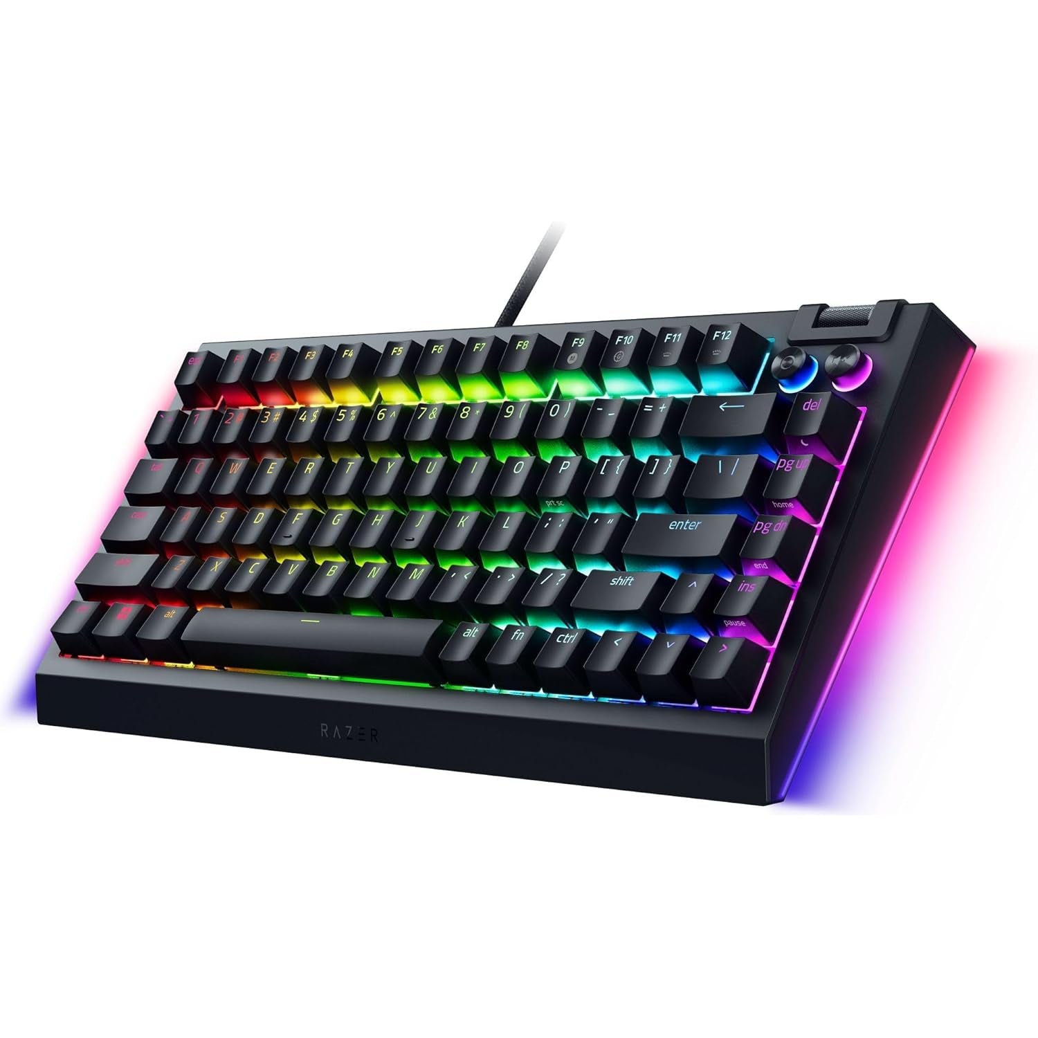 Razer Blackwidow V4 75% Mechanical Gaming Keyboard: Hot-Swappable Design - Compact & Durable - Orange Tactile Switches - Chroma RGB - MF Roller & Media Keys - Comfortable Wrist Rest - Black