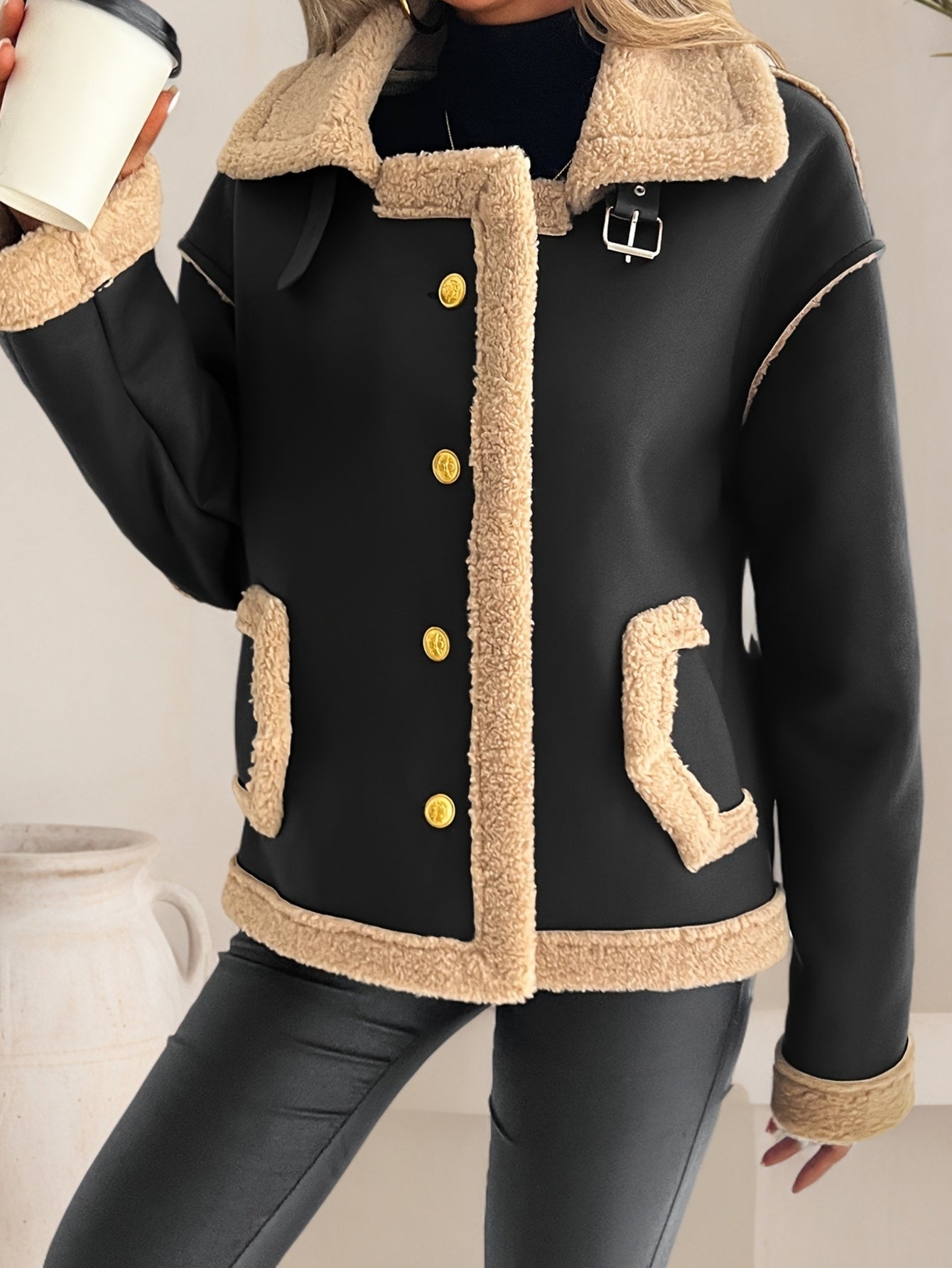 Women's Elegant Motorcycle Jacket - Heavy-Duty Winter Coat, Brown, Non-Stretch Motorcycle Outerwear for Cold Weather Riding & Everyday Chic - Machine Washable Outer Jacket, Seasonal Fashion, Classic Design, Premium Detailing,