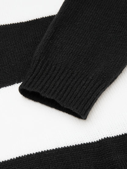 Տղամարդու բարձր օձիքով, շերտավոր տրիկոտաժե սվիտեր, գարնանային և աշնանային նորաձև գունավոր սվիտեր