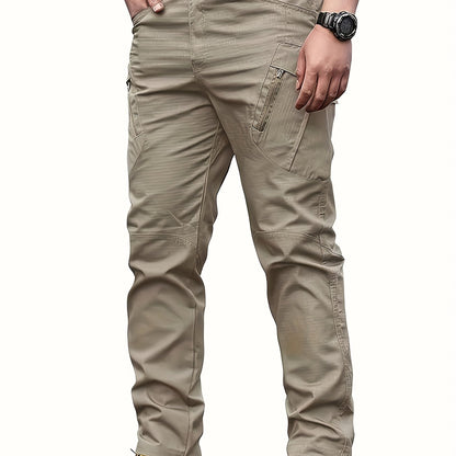 Multi Pocket Men's Tactical Pants, Loose Casual Outdoor Military Pants Without Belt, Mens Cargo Pants For Hiking