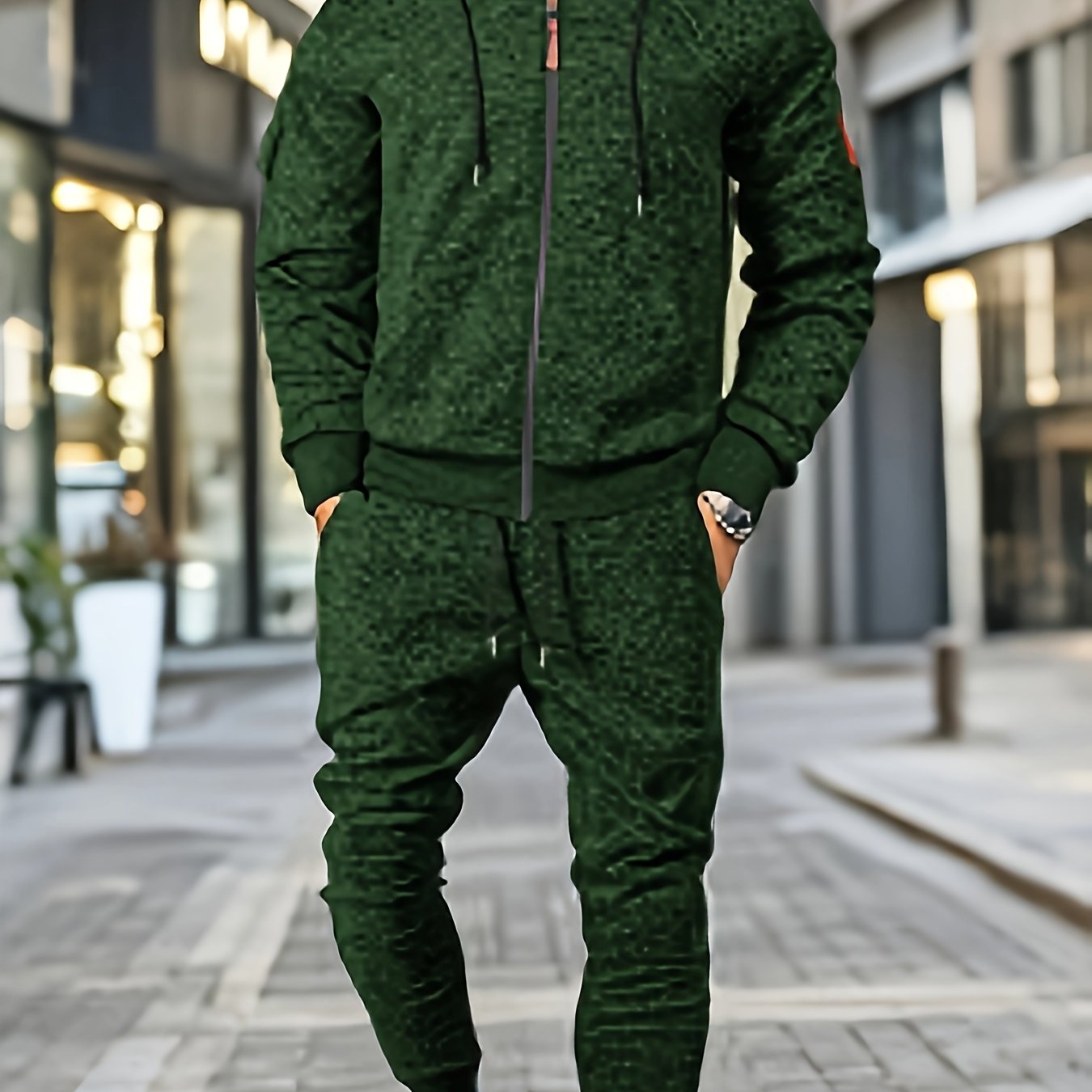 Տղամարդու առօրյա սպորտային վերնաշապիկի և տաբատի հավաքածու՝ կայծակաճարմանդով, լարով, բրդյա ծածկույթով՝ պոլիեսթերի խառնուրդով, լվացքի մեքենայով լվացվող