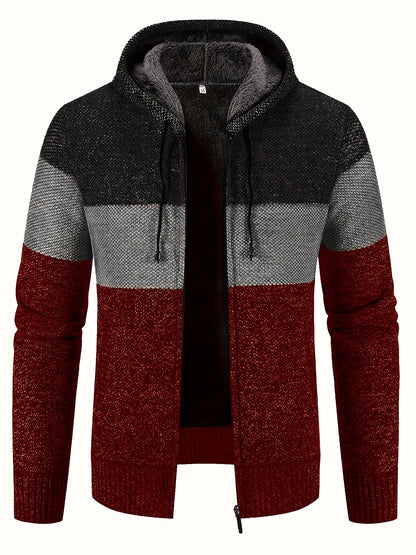 Տղամարդկանց Բլիթ աստառով գլխարկով սվիտեր | 100% պոլիեսթեր տրիկոտաժ | Հասուն ոճ | Գծավոր նախշ | Երկարաթև | Regular Fit Hoodie միջին ձգվող գործվածքով | Առօրյա աշուն և ձմեռային վերնազգեստ