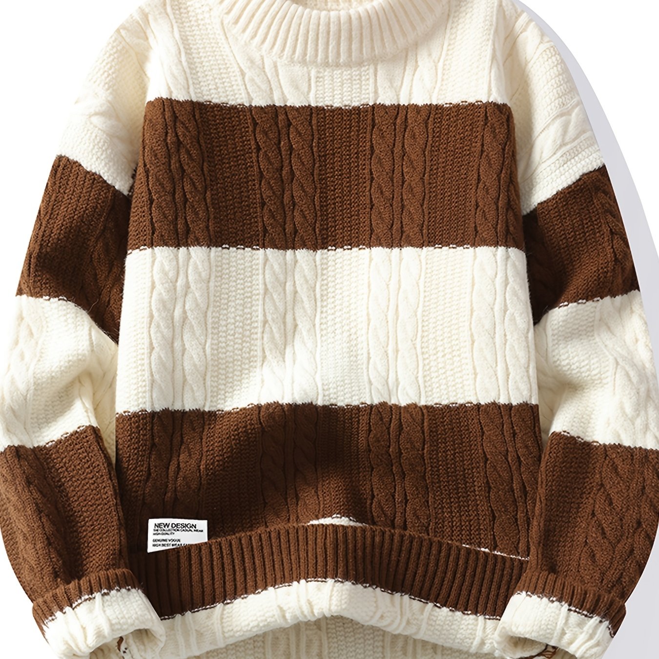 Գծավոր, գունային բլոկներով տրիկոտաժե սվիտեր տղամարդկանց համար | Ազատ չափս, կլոր վզնոց, կողային տրիկոտաժ, իդեալական է գարուն/աշուն սեզոնի համար, փողոցային ոճ, կատարյալ է դեռահաս տղաների համար