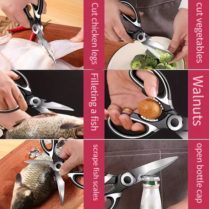 Kitchen Scissors Household Advanced Multi-Functional Scissors Kill Fish Barbecue Cut Bone Special Stainless Steel Sharp Food Scissors