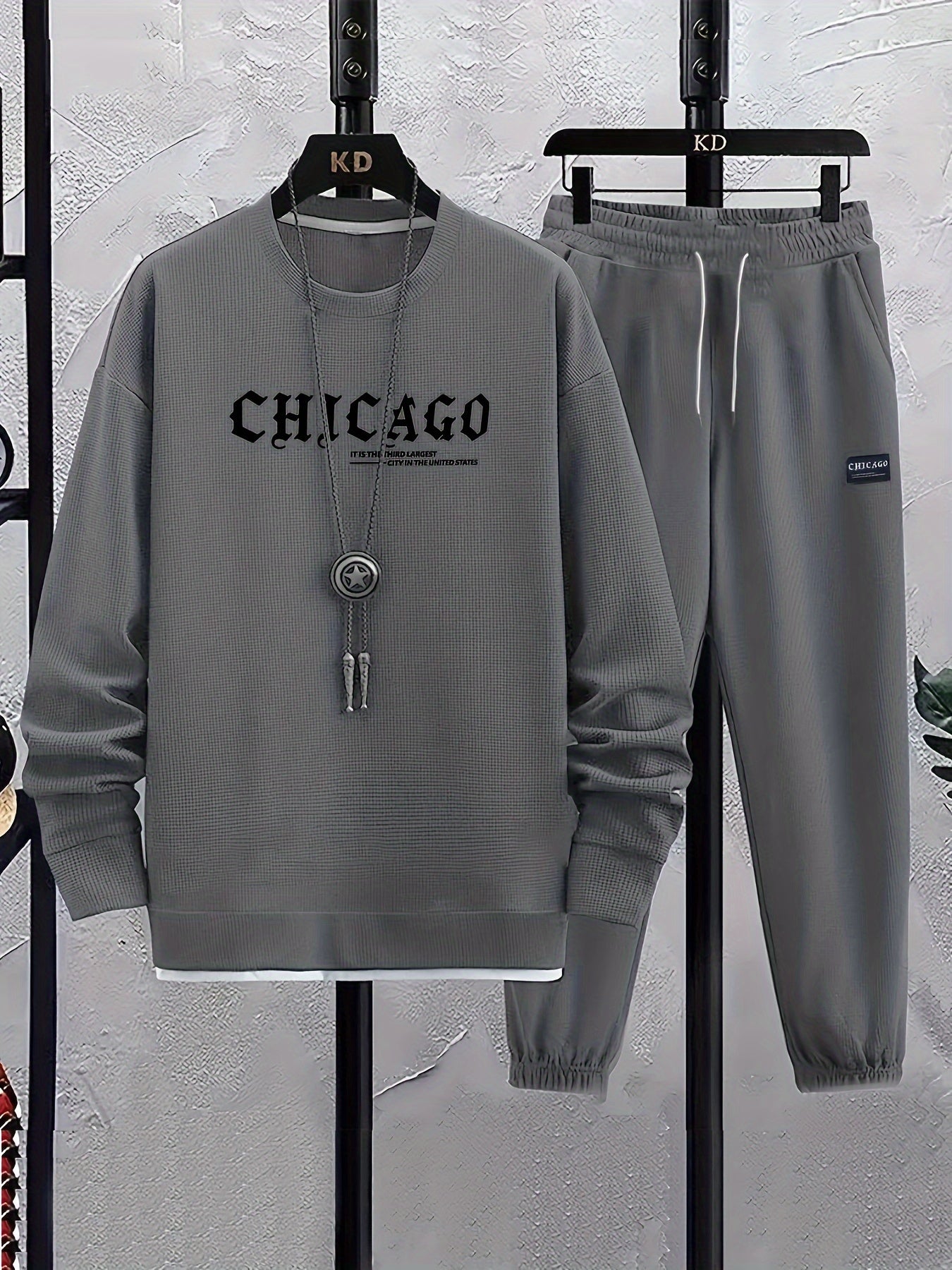 Տղամարդու առօրյա երկար թևքերով տպագիր կոստյումի հավաքածու