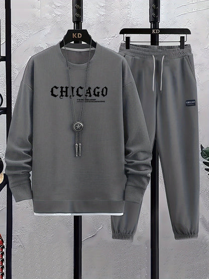 Տղամարդու առօրյա երկար թևքերով տպագիր կոստյումի հավաքածու