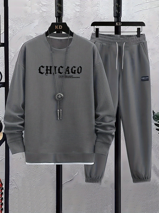 Տղամարդու առօրյա երկար թևքերով տպագիր կոստյումի հավաքածու