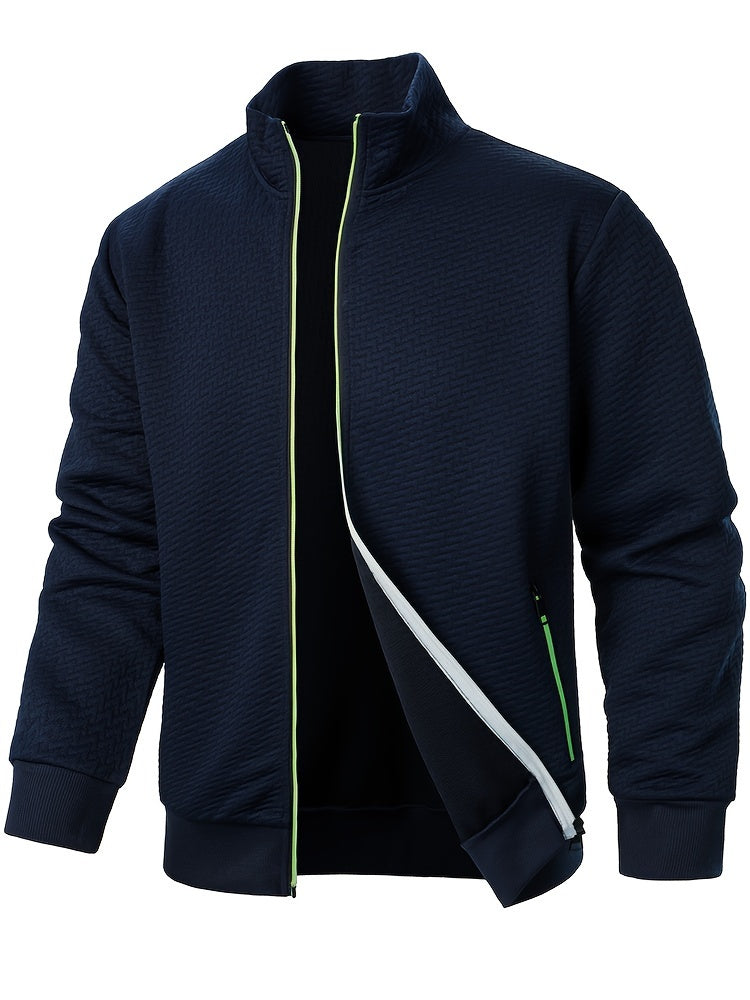 Տղամարդու առօրյա կայծակաճարմանդով ժակարդե բաճկոն, նորաձև, կանգնած օձիքով վերարկու՝ գարնանային, աշնանային և ձմեռային համար, վերնաշապիկ՝ վերնաշապիկով