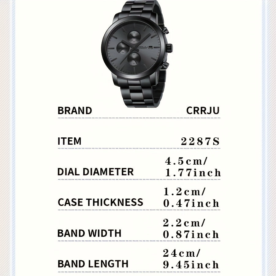 A High-quality Wristwatch For Men With Multiple Functions And A Stainless Steel Strap.