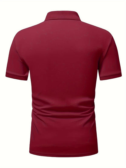 Տղամարդու առօրյա, ձգվող, միագույն, կայծակաճարմանդով և կոճղակապով գոլֆի վերնաշապիկ, ամառային, տղամարդու, փողոցային հագուստ