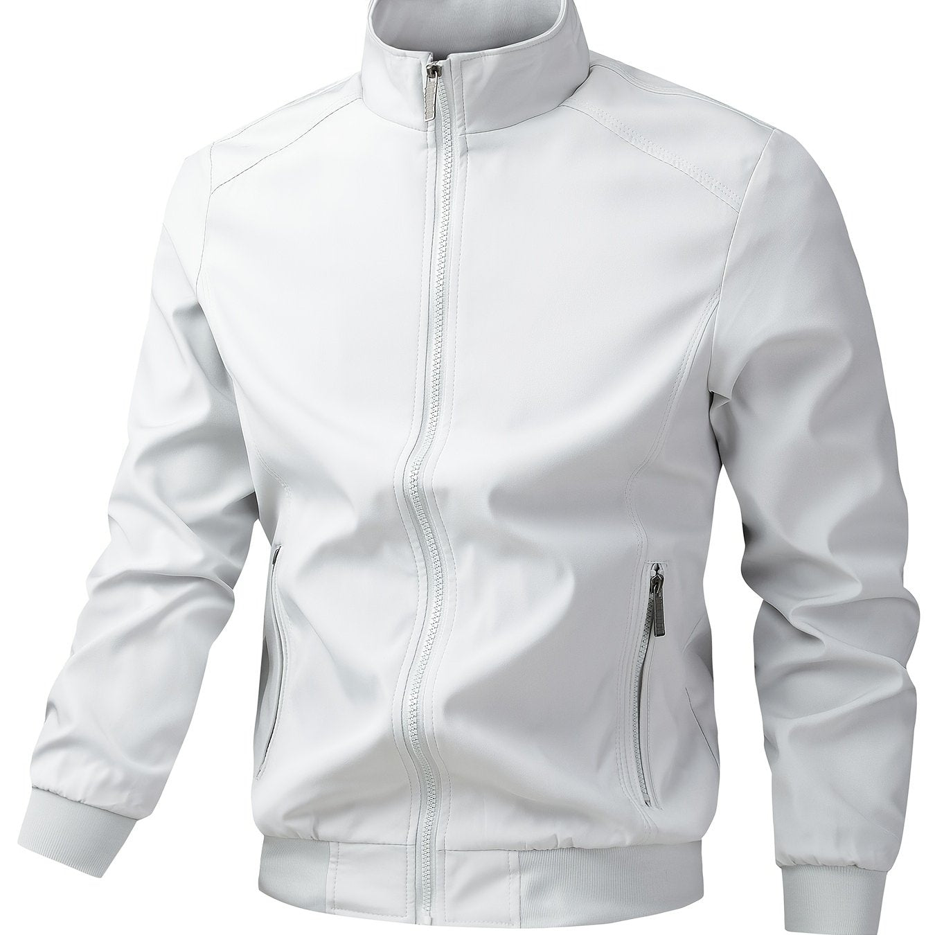 Տղամարդու առօրյա արքայական կապույտ բոմբեր բաճկոն՝ լիքը կայծակաճարմանդով, ազատ չափսերով, պոլիեսթերային, կանգնած օձիքով, երկար թևքերով, թեթև և դիմացկուն՝ գարնան և աշնան համար, առօրյա վերնազգեստ | երիզավոր թևքեր | դիմացկուն վերնազգեստ