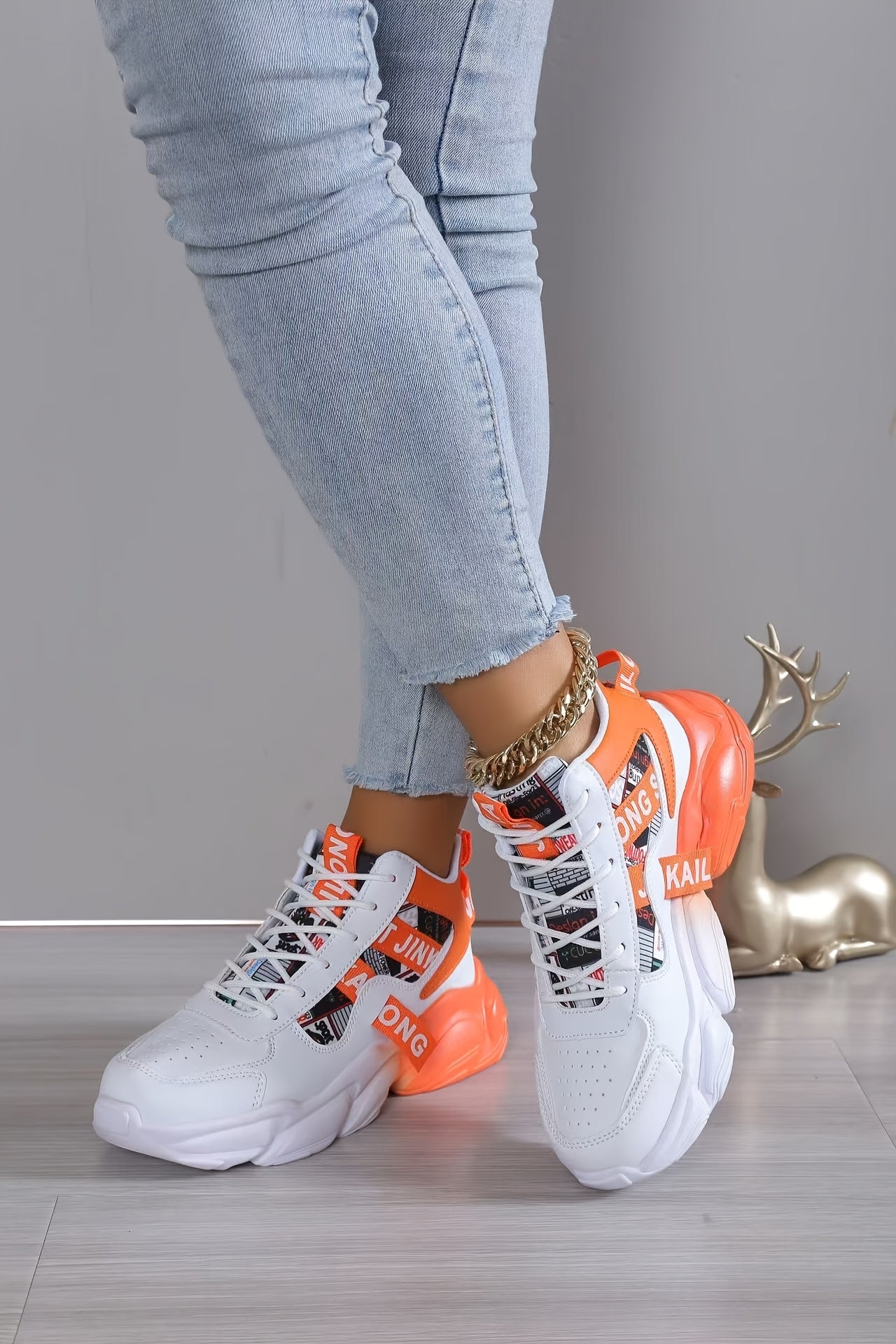 Կանացի նորաձև հաստ ներբանով սպորտային կոշիկներ, փողոցային ոճի շնչող առօրյա կոշիկներ բոլոր եղանակների համար