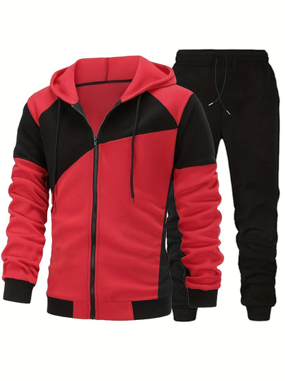 Տղամարդու աշնանային գունային համադրություններով, կայծակաճարմանդով վերնաշապիկ՝ կողային գրպաններով և միագույն երկար տաբատի լարով հավաքածու։