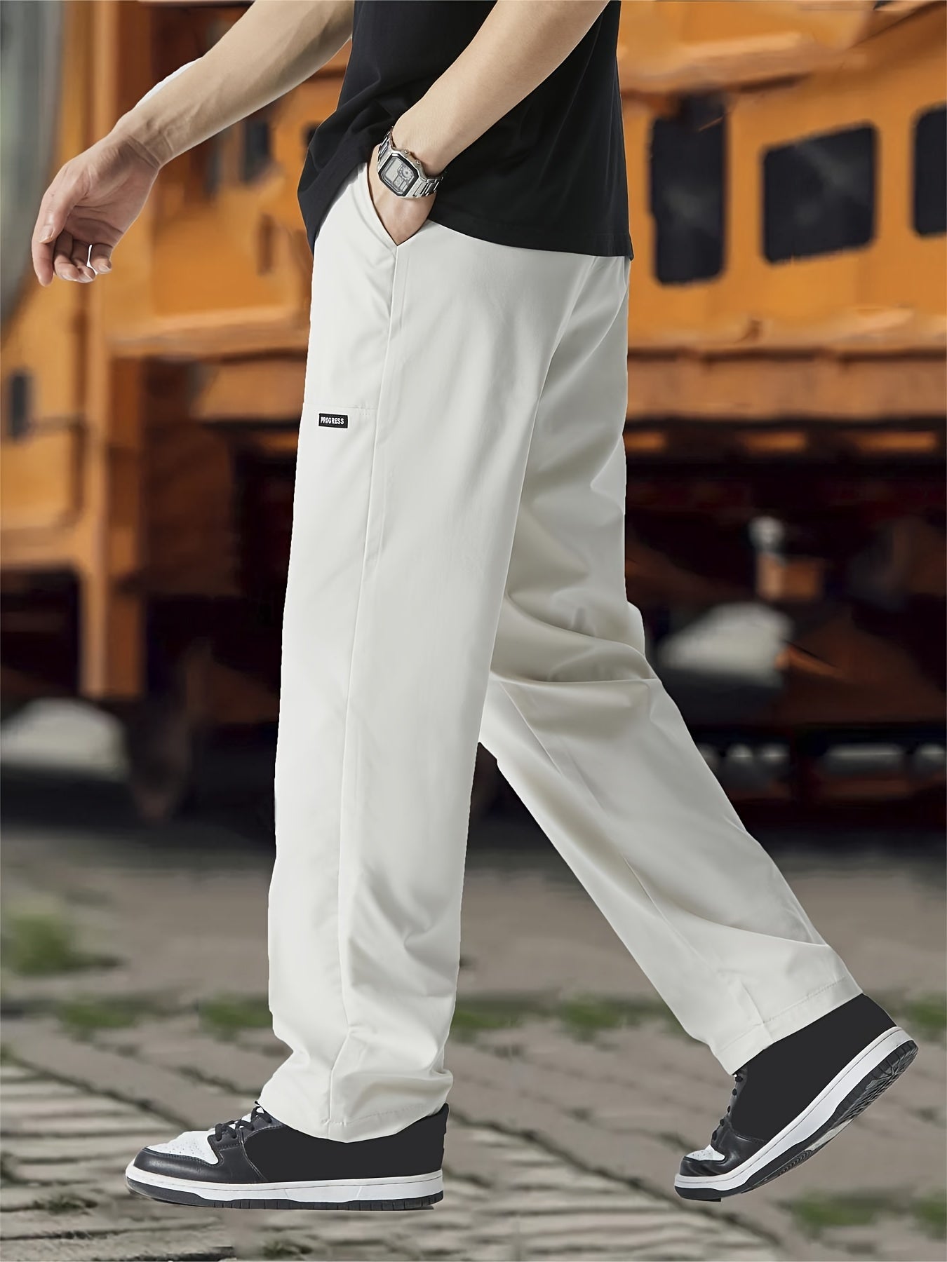 Տղամարդկանց ուղիղ ոտքերով վազող, սովորական գոտկատեղով բարակ սպորտային տաբատ գարնանային ամառ