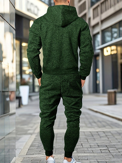 Տղամարդու առօրյա սպորտային վերնաշապիկի և տաբատի հավաքածու՝ կայծակաճարմանդով, լարով, բրդյա ծածկույթով՝ պոլիեսթերի խառնուրդով, լվացքի մեքենայով լվացվող