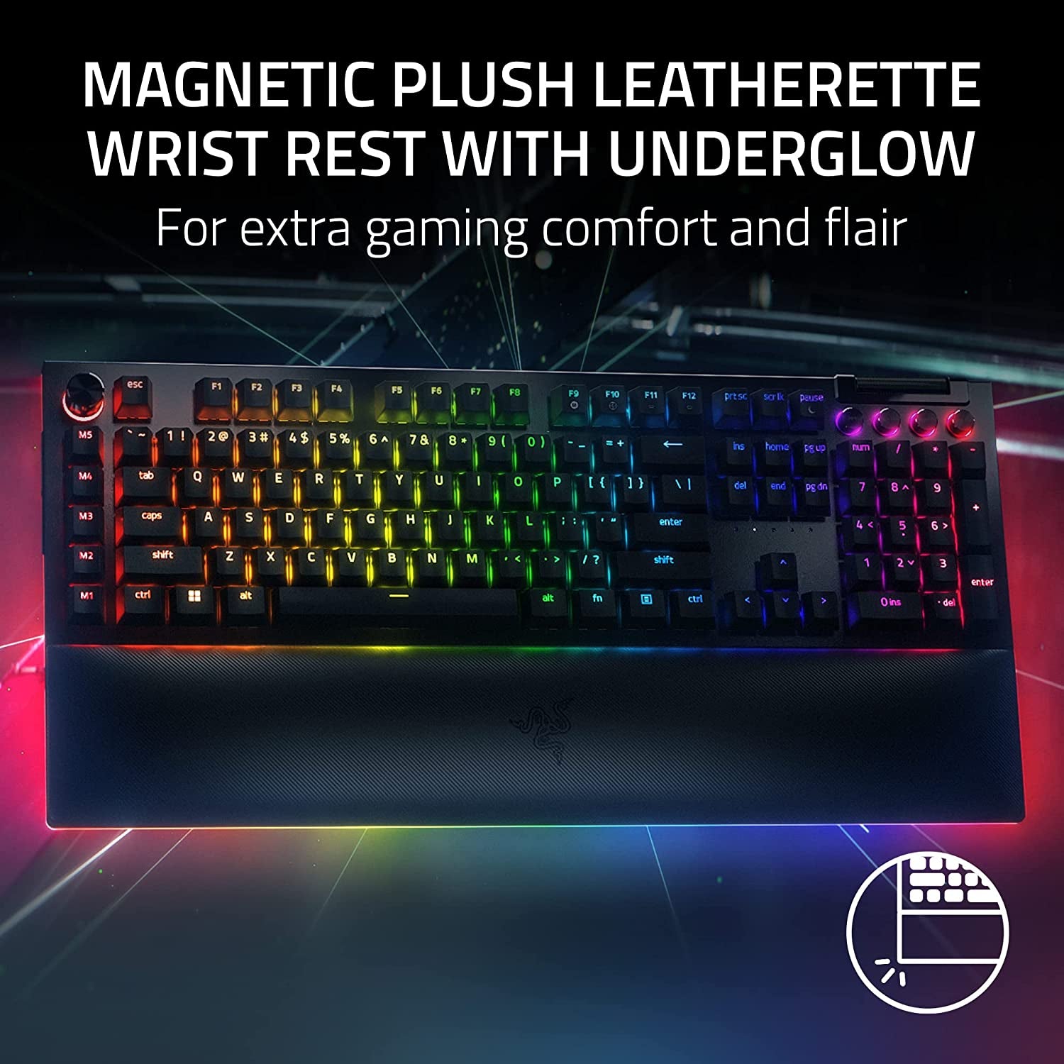 Razer Blackwidow V4 Pro Wired Mechanical Gaming Keyboard: Yellow Switches Linear & Silent - Doubleshot ABS Keycaps - Command Dial - Chroma RGB - Magnetic Wrist Rest - Snap Tap