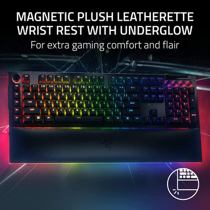 Razer Blackwidow V4 Pro Wired Mechanical Gaming Keyboard: Yellow Switches Linear & Silent - Doubleshot ABS Keycaps - Command Dial - Chroma RGB - Magnetic Wrist Rest - Snap Tap