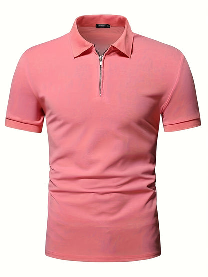 Տղամարդու առօրյա, ձգվող, միագույն, կայծակաճարմանդով և կոճղակապով գոլֆի վերնաշապիկ, ամառային, տղամարդու, փողոցային հագուստ