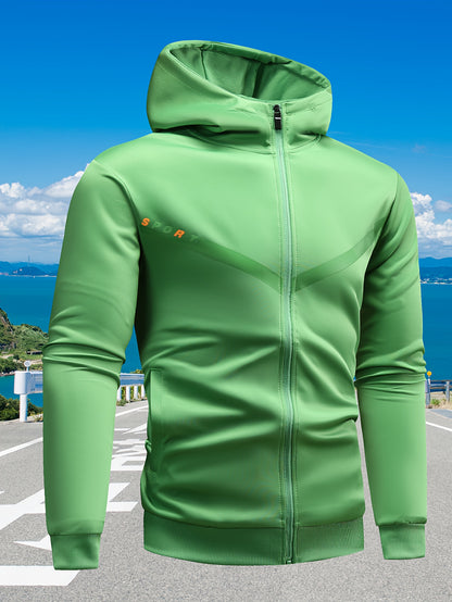 Տղամարդկանց առօրյա սպորտային հագուստի հավաքածու. Բարձրորակ գլխարկով սվիտեր և մարզաշապիկ վազքի, ֆիթնեսի և տնային հագուստի համար - Գարուն/աշուն երկկտոր հագուստ