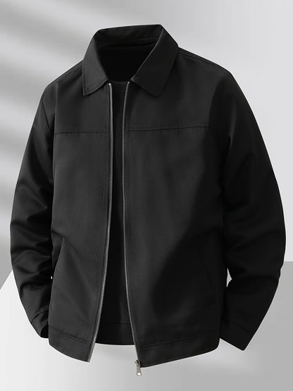 Men'S Lightweight Business Jacket - Zip-Up Formal Coat with Notch Lapel, Olive Green - Office, Wedding, Travel - Durable Polyester Jacket for Professional & Casual Attire - Spring/Fall Outerwear, Office Wear, Sleek Design, Hi