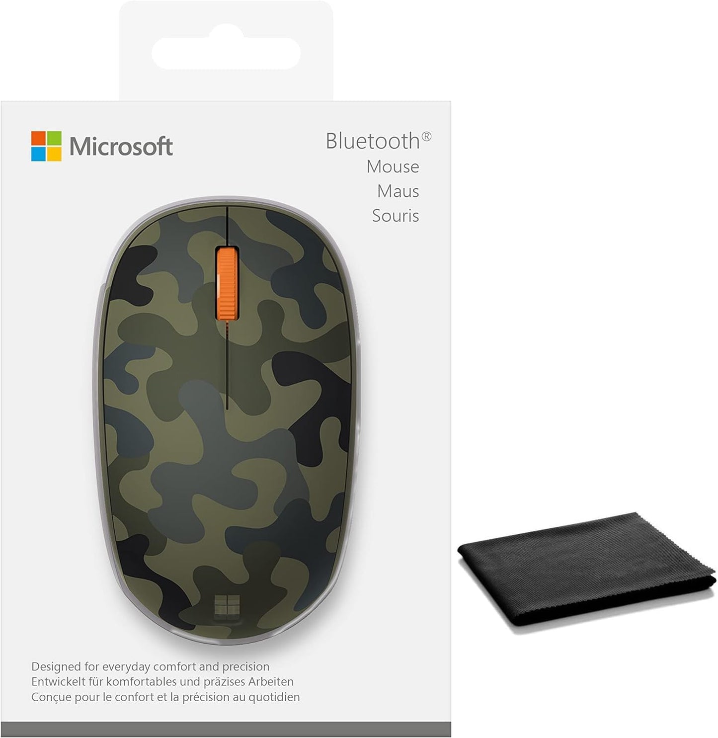 Microsoft Wireless Bluetooth Mouse Comfortable Design for Pc/Laptop/Desktop, Right/Left Hand Use, 3-Buttons, Works with Mac/Windows Computers with Cleaning Cloth - Forest Camo, Green