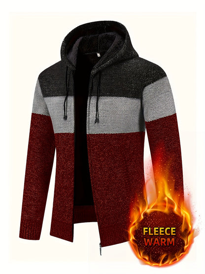 Տղամարդկանց Բլիթ աստառով գլխարկով սվիտեր | 100% պոլիեսթեր տրիկոտաժ | Հասուն ոճ | Գծավոր նախշ | Երկարաթև | Regular Fit Hoodie միջին ձգվող գործվածքով | Առօրյա աշուն և ձմեռային վերնազգեստ