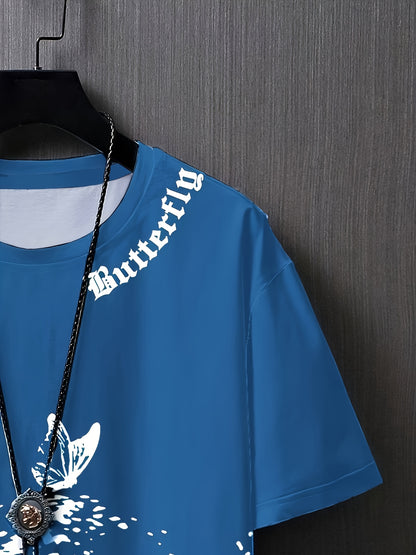 Տղամարդու հարթ ուսերով, թիթեռի նախշերով, կարճ թևքերով մարզաշապիկ XT7119